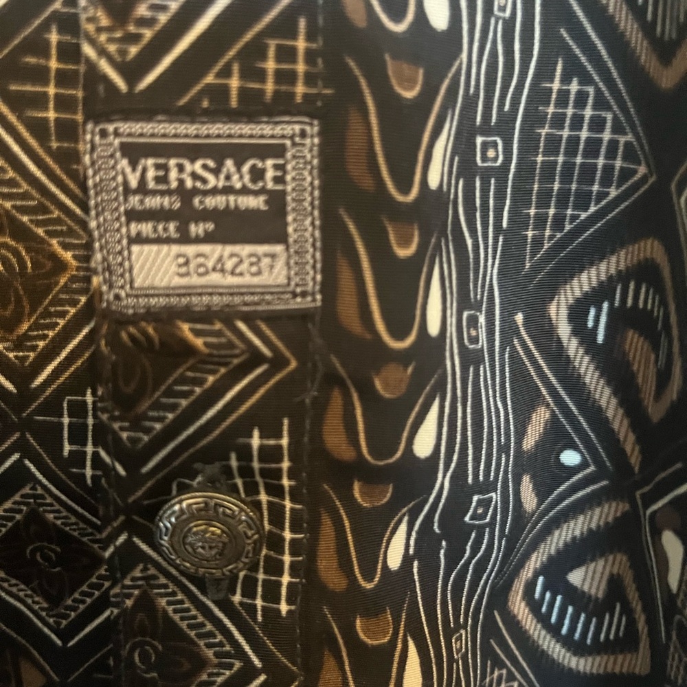Versace.Geometric Patterned Black and Brown Shirt - Picture 4 of 9